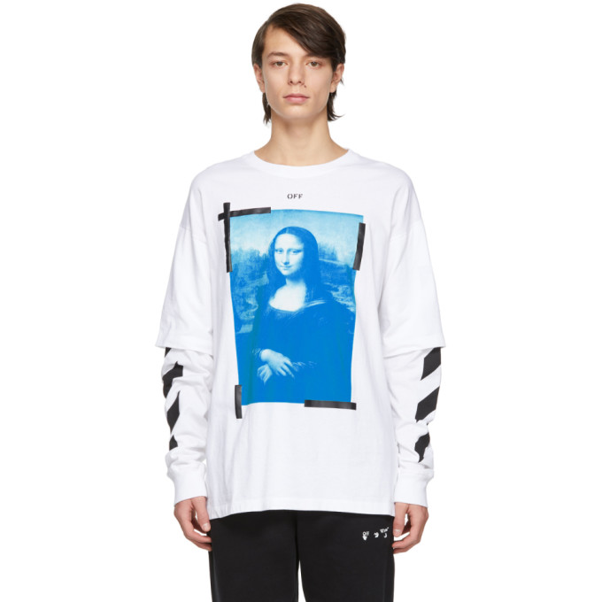 OFF-WHITE OFF-WHITE WHITE DOUBLE SLEEVE MONA LISA T-SHIRT