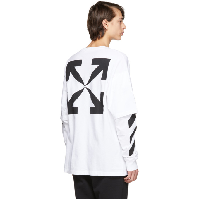 OFF-WHITE OFF-WHITE WHITE DOUBLE SLEEVE MONA LISA T-SHIRT
