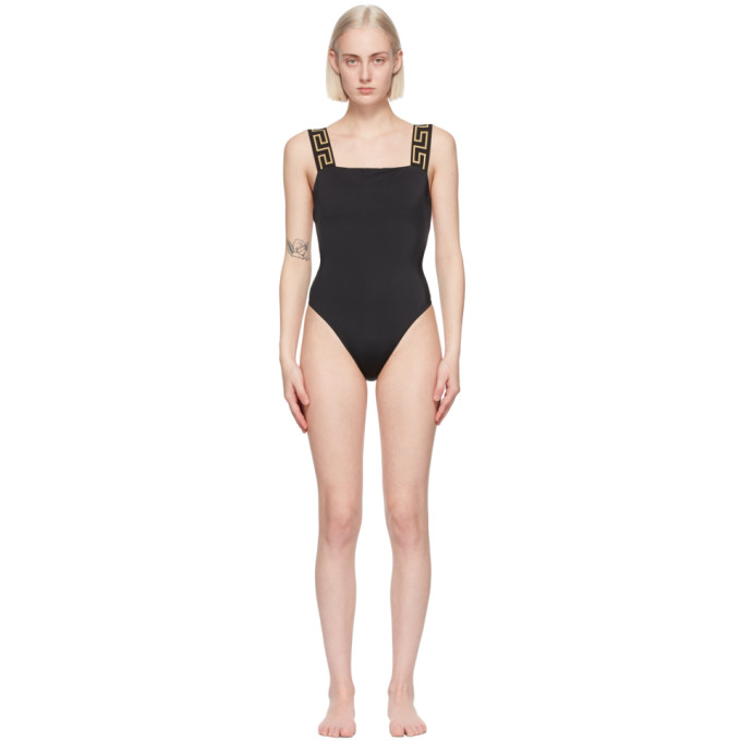 Click to view more detailed imagery on our partner's website Versace Black Greca Border One-piece Swimsuit
