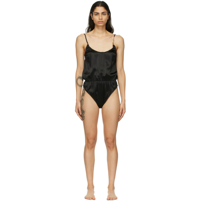 VERSACE BLACK SILK GV SIGNATURE BODYSUIT