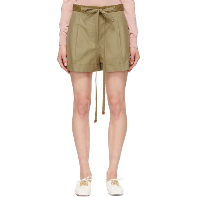 Click to view more detailed imagery on our partner's website Loewe Belted Cotton Toile High Waist Shorts In 3550 Sweet Caramel