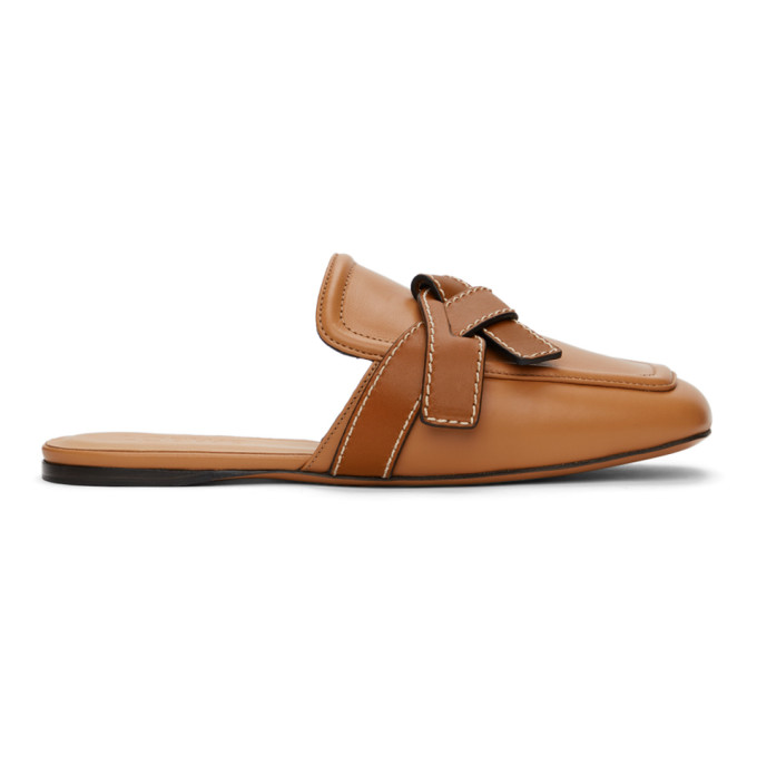 Click to view more detailed imagery on our partner's website Loewe Gate Two-tone Topstitched Leather Loafers In Desert/tan
