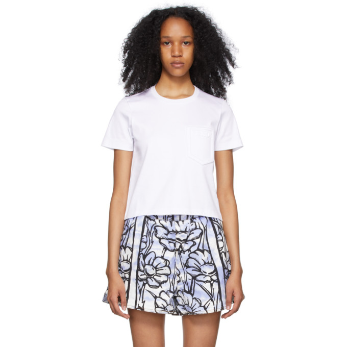 FENDI WHITE TROMPE L'OEIL T-SHIRT