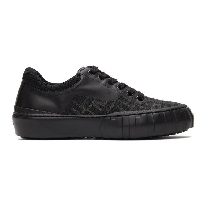 Click to view more detailed imagery on our partner's website Fendi Men's M Leather & Ff Canvas Low-top Sneakers In F1bo6 Greyb