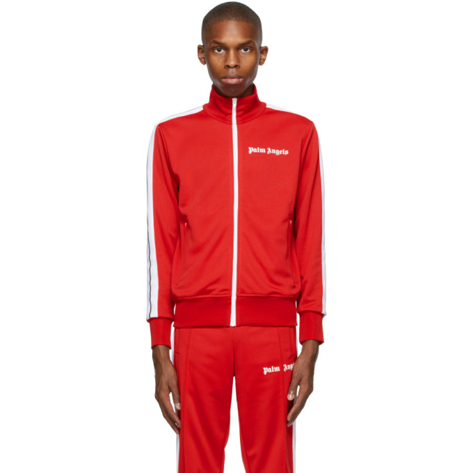 Click to view more detailed imagery on our partner's website Palm Angels Logo Print Tech Jersey Track Jacket In Red