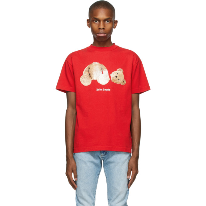 PALM ANGELS PALM ANGELS RED BEAR T-SHIRT