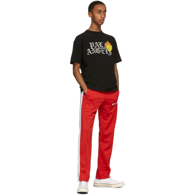 PALM ANGELS PALM ANGELS BLACK SMILEY EDITION BURNING HEAD LOGO T-SHIRT