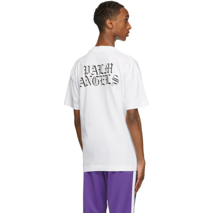 PALM ANGELS PALM ANGELS WHITE SMILEY EDITION BURNING HEAD LOGO T-SHIRT