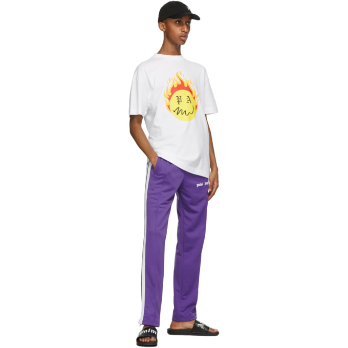 PALM ANGELS PALM ANGELS WHITE SMILEY EDITION BURNING HEAD LOGO T-SHIRT