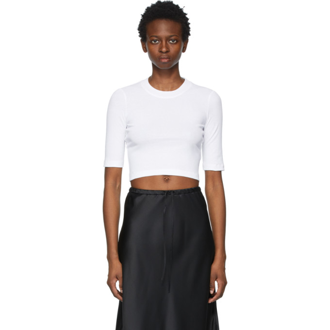 ROSETTA GETTY WHITE COTTON CROPPED T-SHIRT