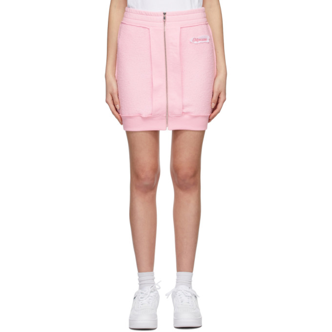 MOSCHINO PINK FLEECE INSIDE OUT LABEL MINISKIRT