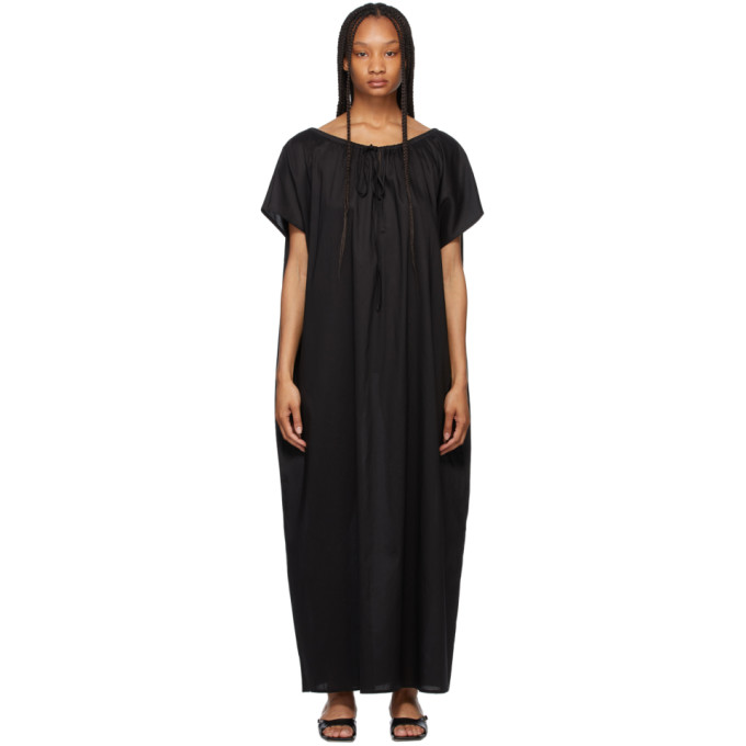 TOTÊME BLACK DRAPED BEACH TUNIC DRESS