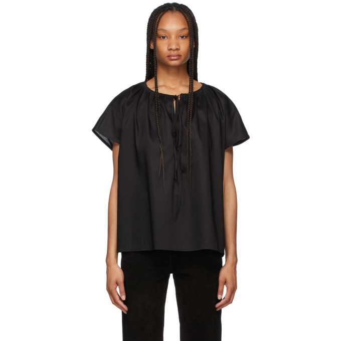 TOTÊME BLACK DRAPED TUNIC BLOUSE