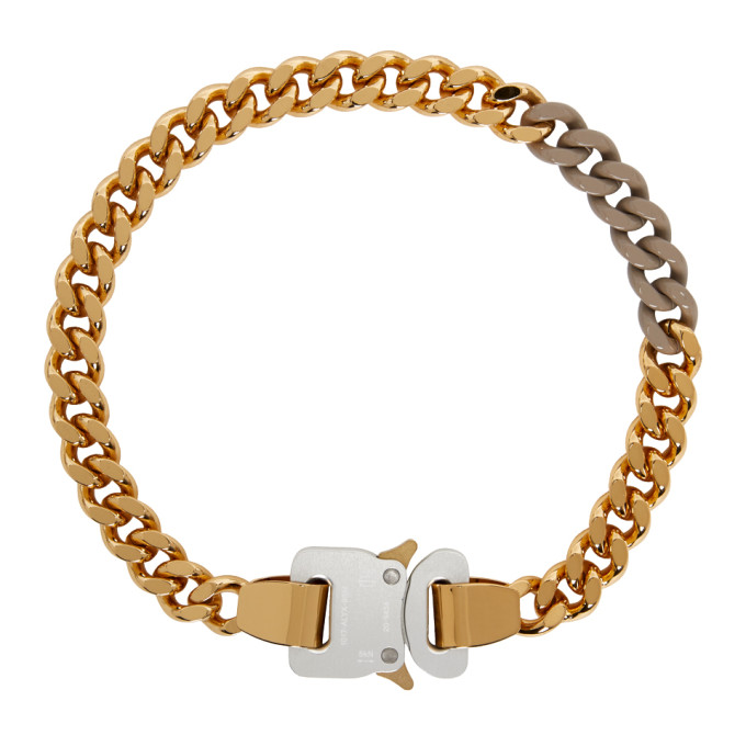 ALYX SSENSE EXCLUSIVE GOLD & BEIGE COLORED LINKS BUCKLE NECKLACE