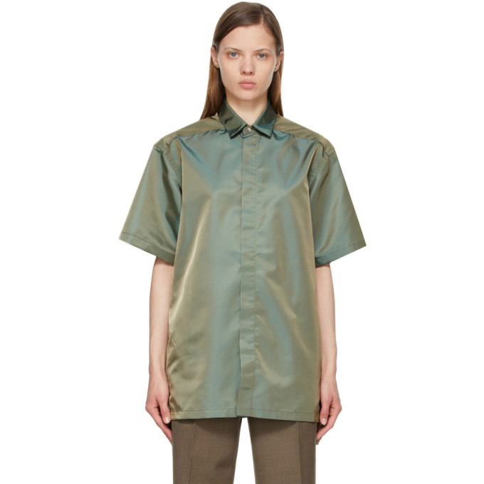 FEAR OF GOD GREEN NYLON SHORT SLEEVE SHIRT