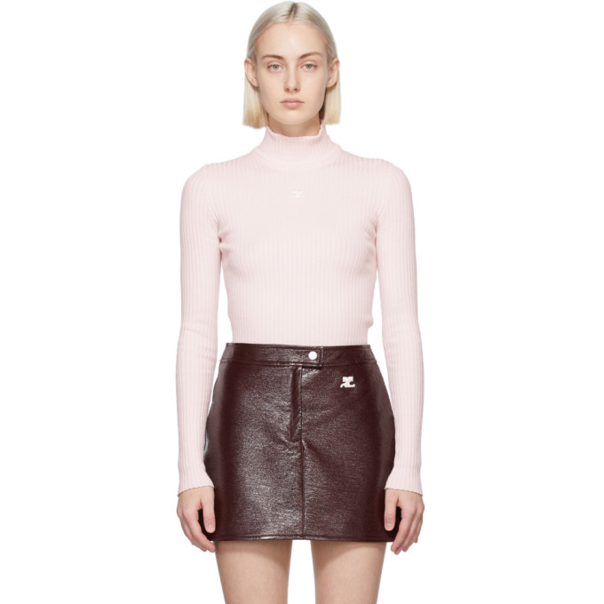 COURRÈGES PINK RIB KNIT TURTLENECK