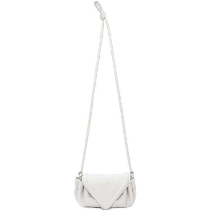 Click to view more detailed imagery on our partner's website Bottega Veneta White Leather Beak Small Crossbody Bag In 9137 Chalk