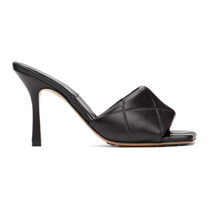 Click to view more detailed imagery on our partner's website Bottega Veneta Black ‘the Rubber Lido' Heeled Sandals In 1000 Black