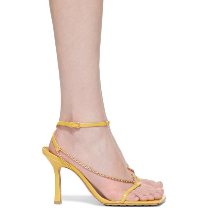 Click to view more detailed imagery on our partner's website Bottega Veneta Stretch 90 Chain Sandals In Goatskin In 7785 Buttercup