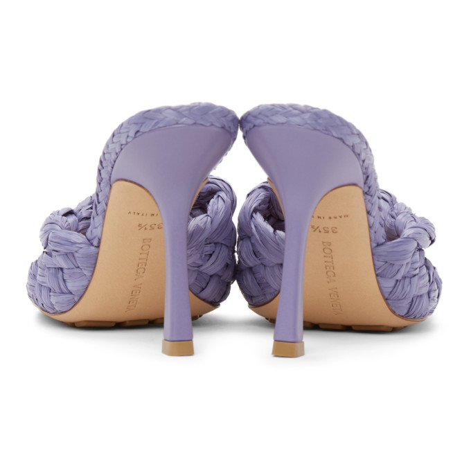 Shop Bottega Veneta Purple Raffia Stretch Heeled Mules In 5176 Lavender