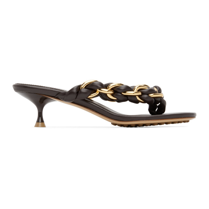 Click to view more detailed imagery on our partner's website Bottega Veneta Dot Braided Leather & Chain Thong Sandals In 2113 Fondant