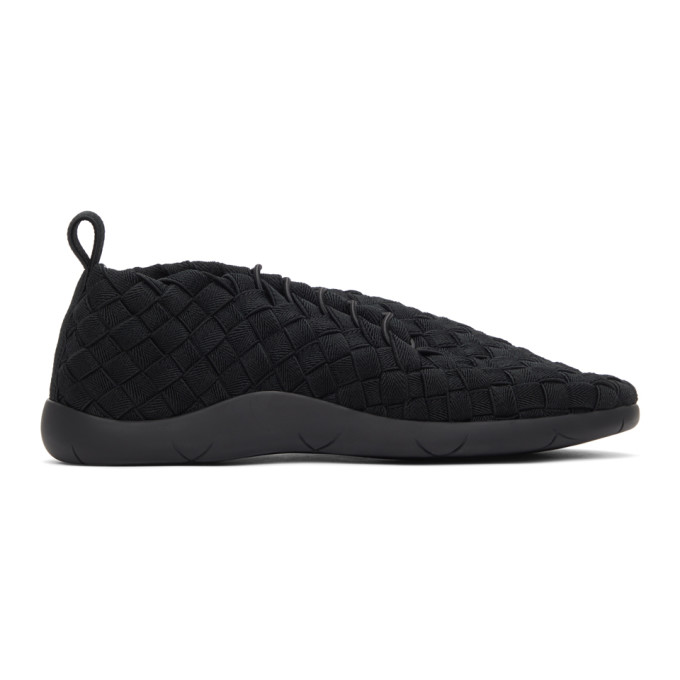 Click to view more detailed imagery on our partner's website Bottega Veneta Men's Woven Canvas %26 Leather Slip-on Sneakers In 1000 Black