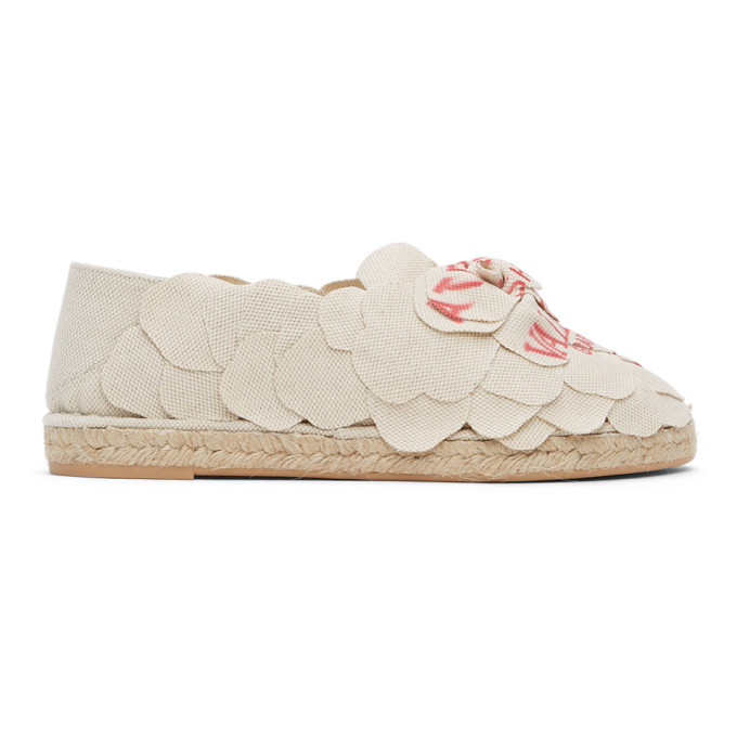 VALENTINO GARAVANI OFF-WHITE 03 ROSE EDITION ATELIER CANVAS ESPADRILLES