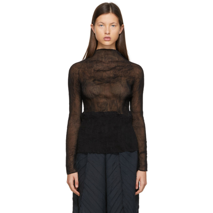 Click to view more detailed imagery on our partner's website Issey Miyake Women's Chiffon Twist Pleated Mockneck Top In 15 Black
