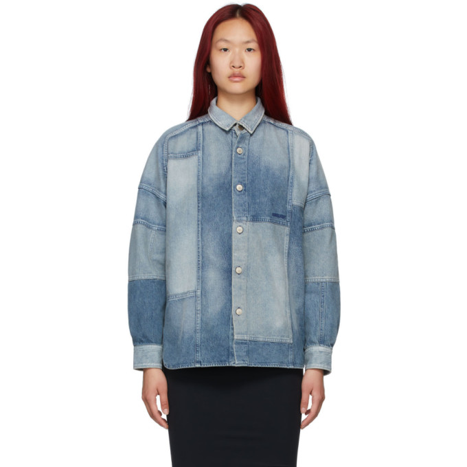 AMBUSH BLUE DENIM PATCHWORK SHIRT