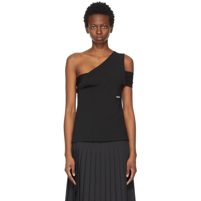 Ambush Black Off-shoulder Tank Top In Jet Black Tofu