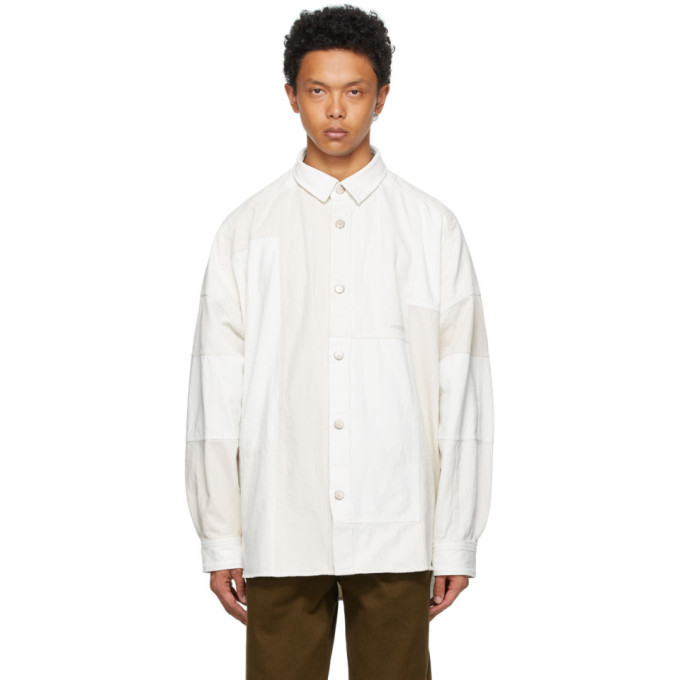 AMBUSH WHITE DENIM PATCHWORK SHIRT