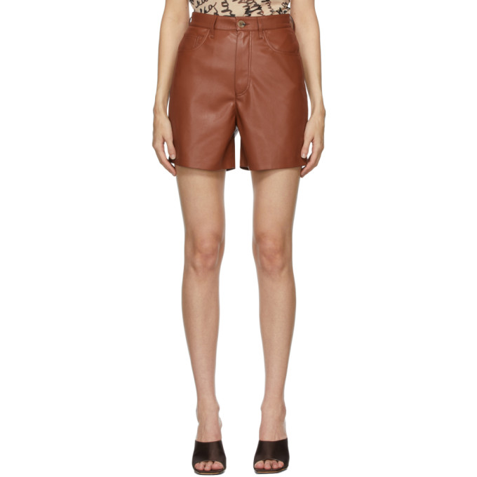 NANUSHKA BURGUNDY VEGAN LEATHER LEANA SHORTS