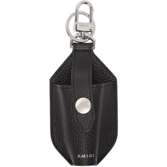 AMIRI BLACK LEATHER HAND SANITIZER KEYCHAIN