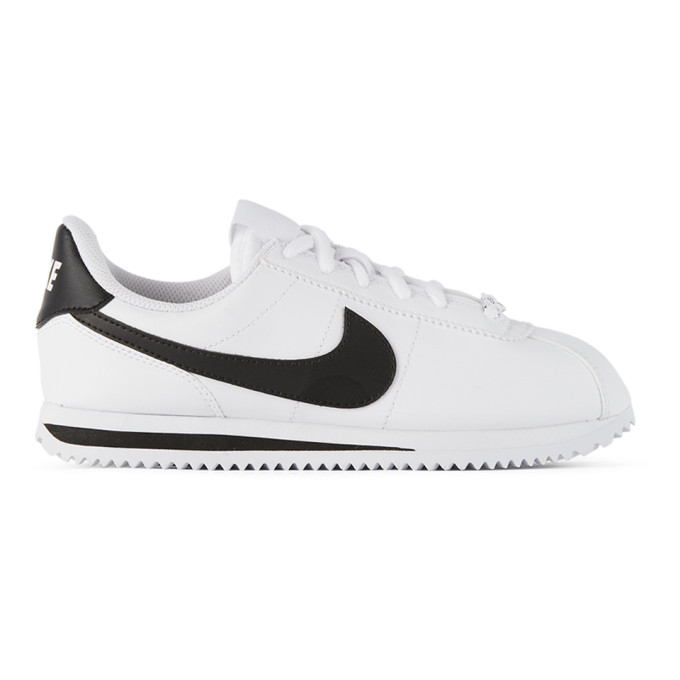 NIKE KIDS WHITE & BLACK CORTEZ BASIC SL SNEAKERS