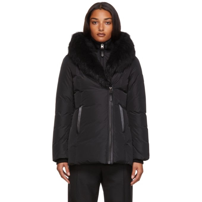 Mackage Adali Hooded Shearling Down Jacket In Black | ModeSens