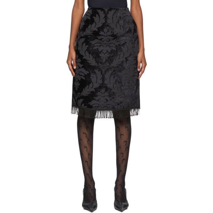 MARINE SERRE BLACK PANELED DENIM SKIRT