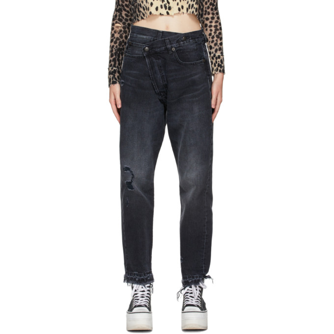 R13 BLACK CROSS-OVER JEANS