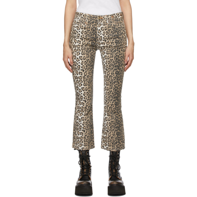 R13 BROWN LEOPARD KICK FIT JEANS