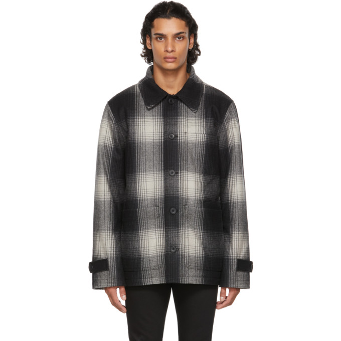 NUDIE JEANS BLACK SHADOW CHECK MANGAN JACKET