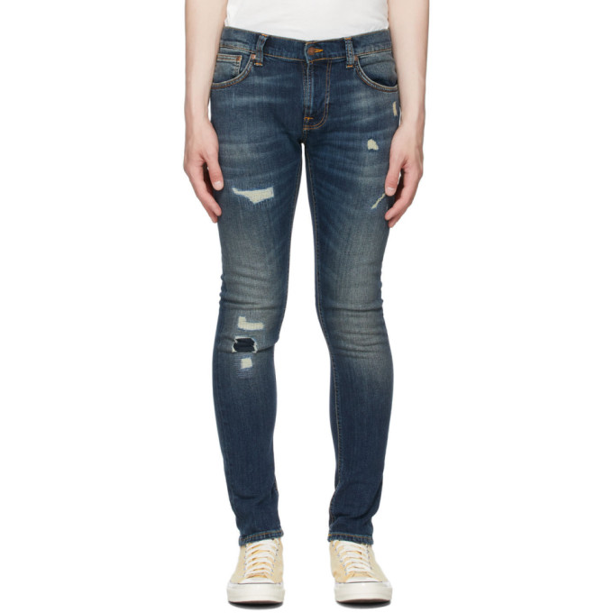 NUDIE JEANS NAVY TIGHT TERRY JEANS