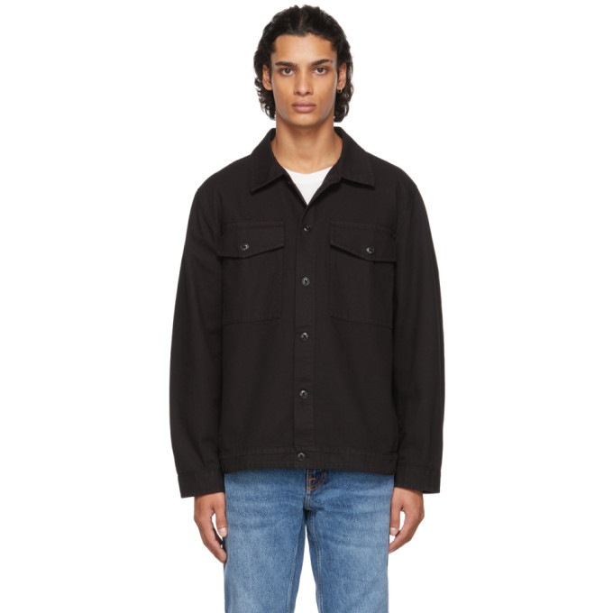 NUDIE JEANS BLACK CANVAS COLIN OVERSHIRT