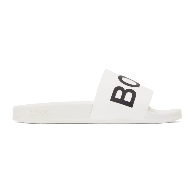 HUGO BOSS WHITE BAY SLIDES