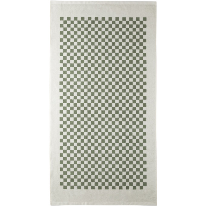 Shop Baina Green & White Roman Pool Towel In Sage / Chalk