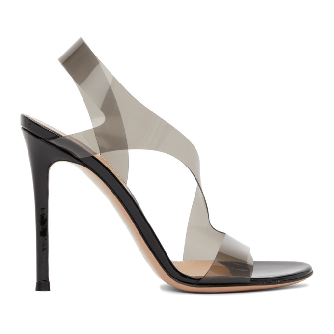 GIANVITO ROSSI BLACK METROPOLIS 105 HEELED SANDALS