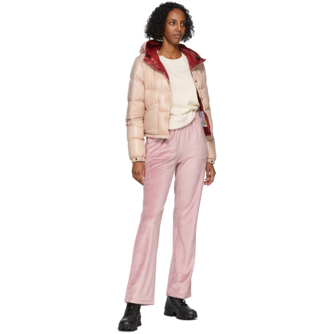 Shop Moncler Pink Velvet Lounge Pants In 523 Pink