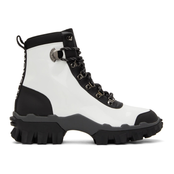 Shop Moncler White & Black Helis Boots In 002 White