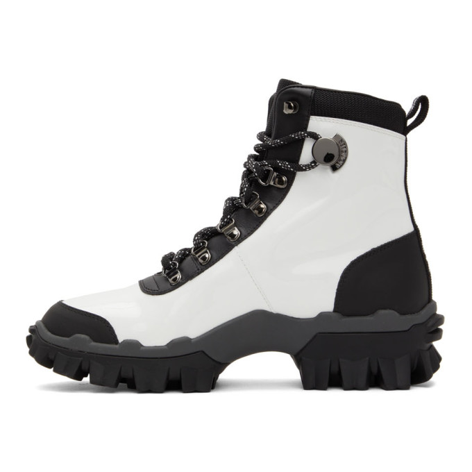 Shop Moncler White & Black Helis Boots In 002 White