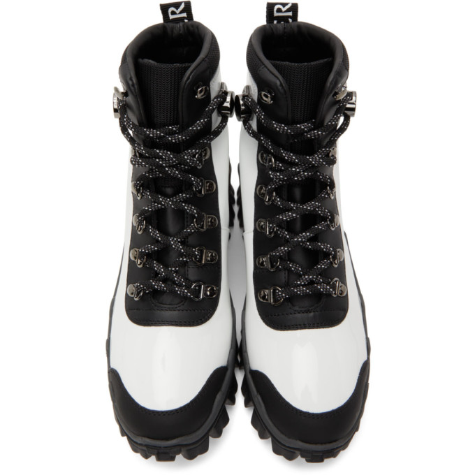 Shop Moncler White & Black Helis Boots In 002 White