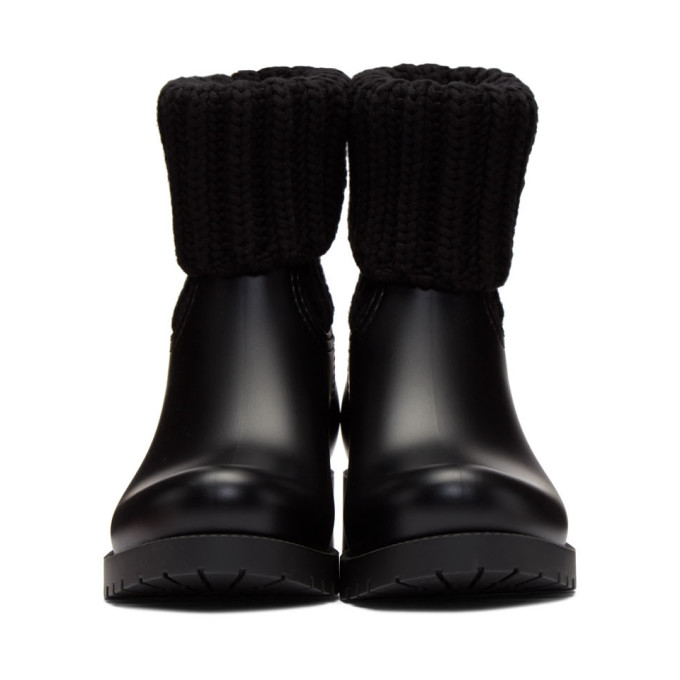 Shop Moncler Black Knit Ginette Boots In 999 Black