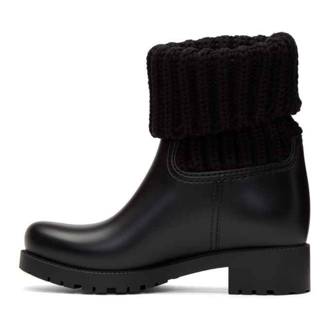 Shop Moncler Black Knit Ginette Boots In 999 Black